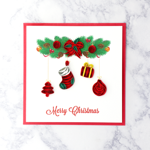 Handmade Festive Garland Quilling Christmas Card