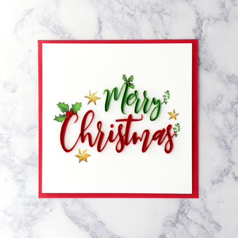 Handmade Festive Script Quilling Christmas Card