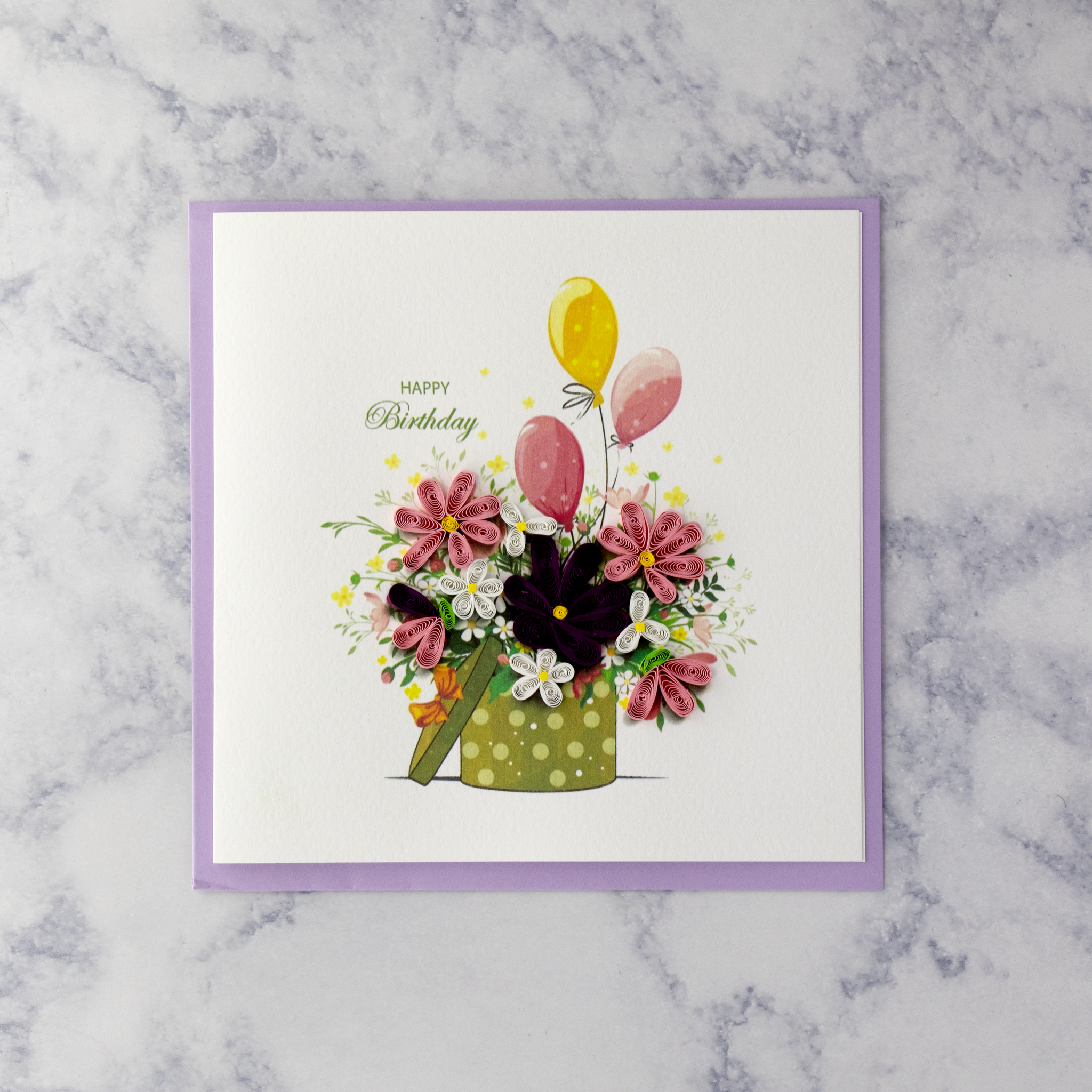 Handmade Floral Vase Quilling Birthday Card