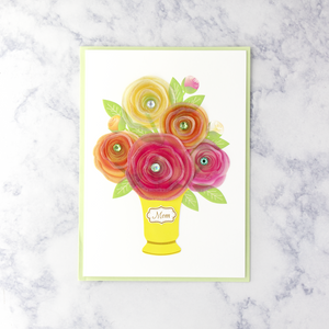 Handmade Flowers With Vase Mother's Day Card (Mom)