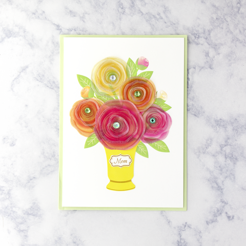 Handmade Flowers With Vase Mother's Day Card (Mom)