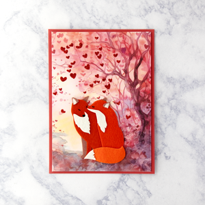 Handmade Fox Couple Valentine's Day Card