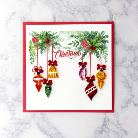 Handmade Garland & Ornaments Quilling Christmas Card