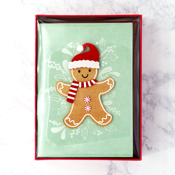 Handmade Gingerbread Man Holiday Boxed Cards (Set of 8)