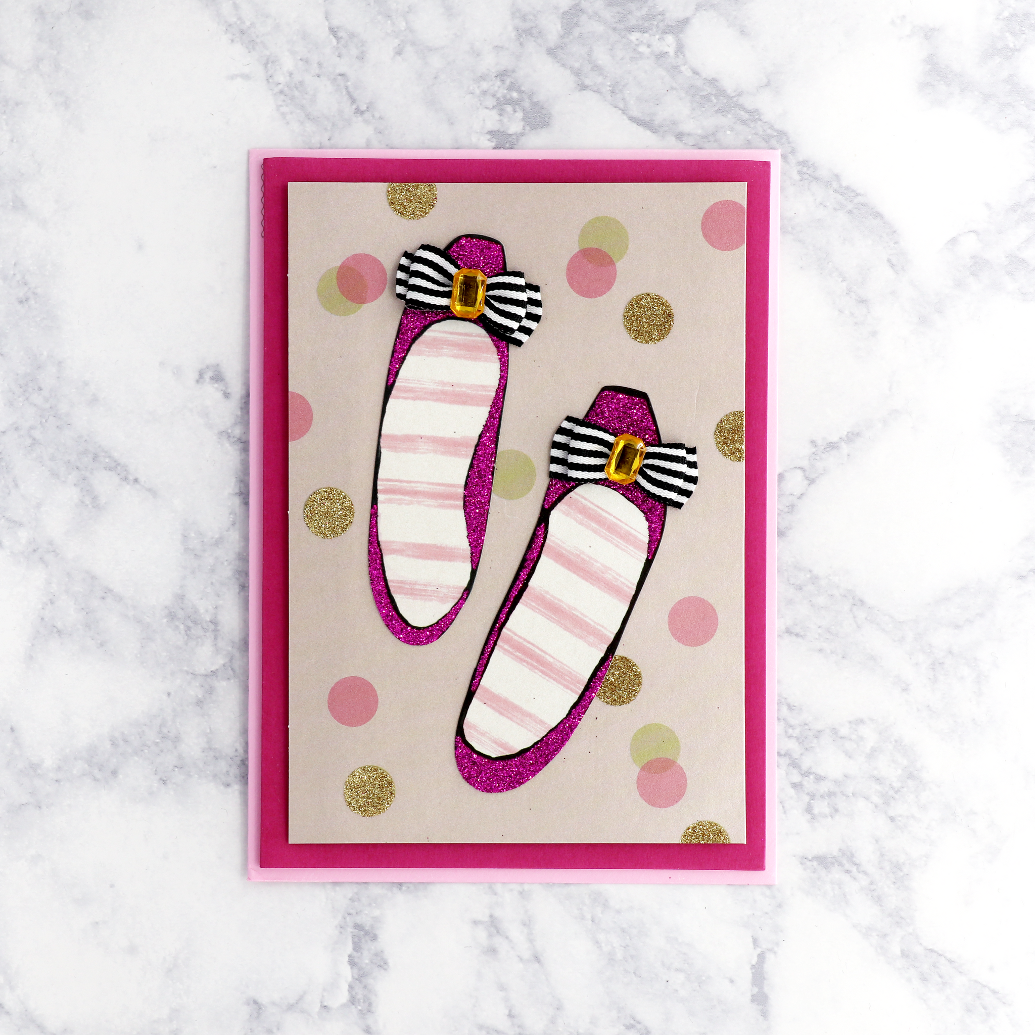 Handmade Glittered Shoes Mother's Day Card