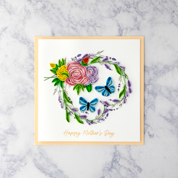 Handmade Floral Heart Wreath Mother's Day Card