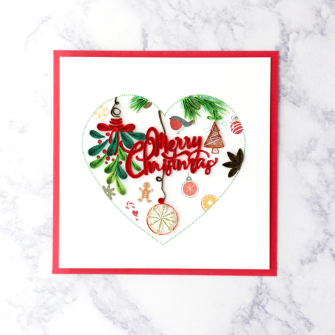 Handmade Heartfelt Tree Quilling Christmas Card