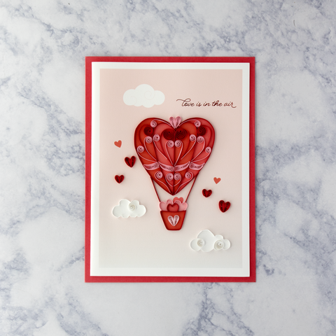 Handmade Hot Air Balloon Quilling Valentine’s Day Card