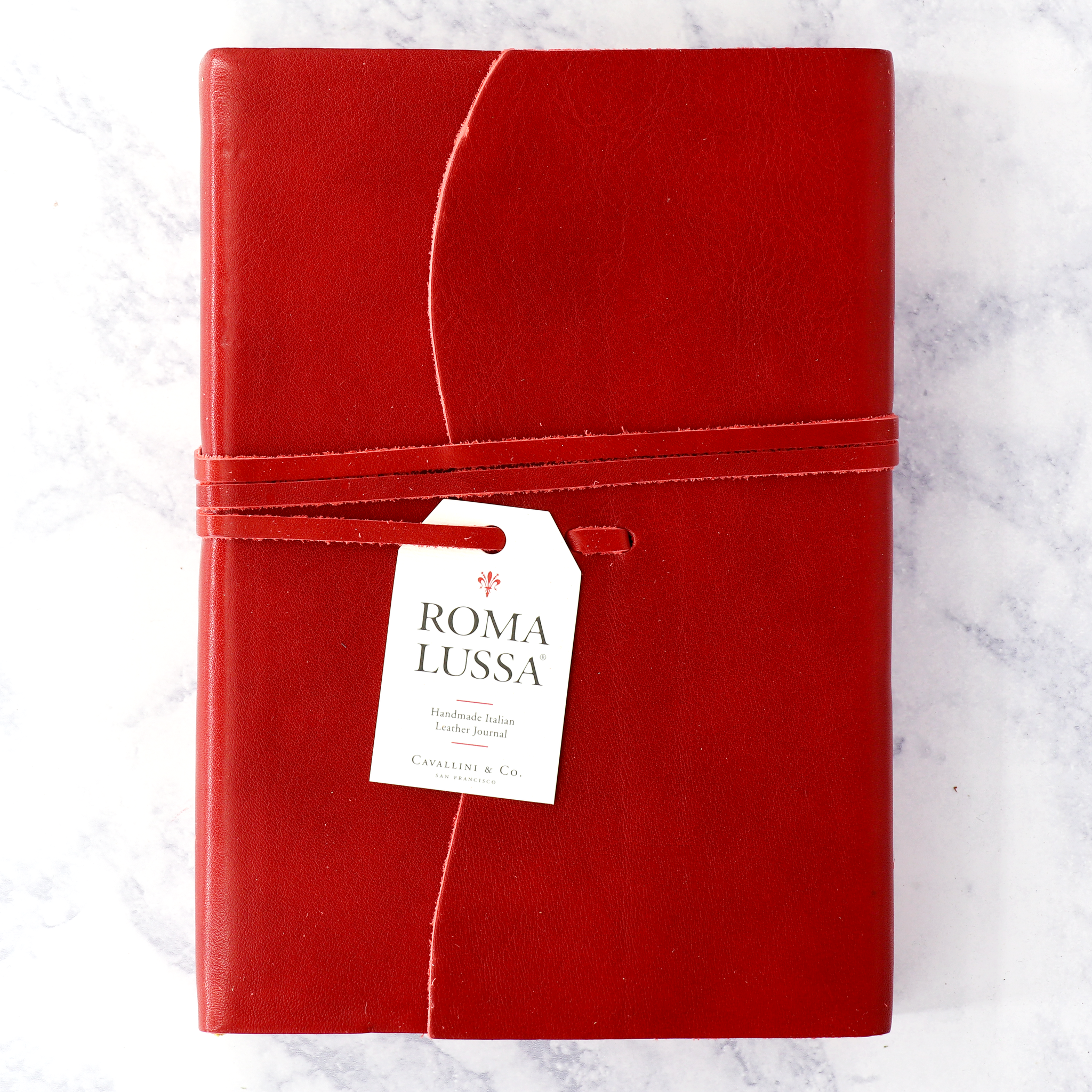 Handmade Italian Red Unlined Leather Journal (Roma Lussa)
