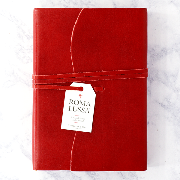Handmade Italian Red Unlined Leather Journal (Roma Lussa)