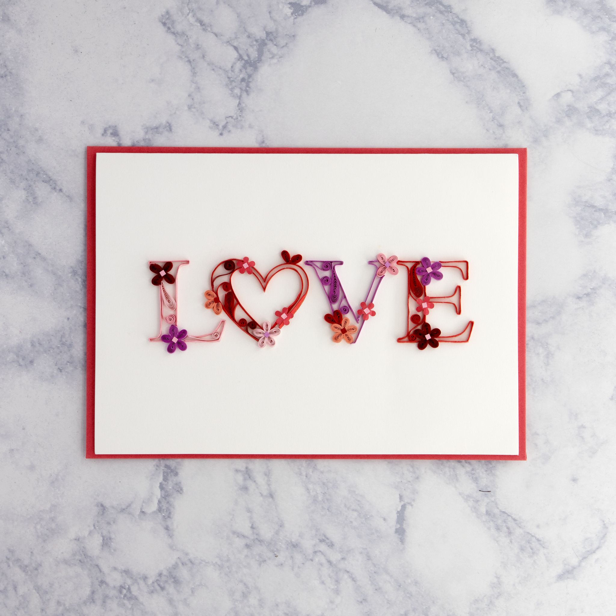 Handmade LOVE Quilling Valentine's Day Card