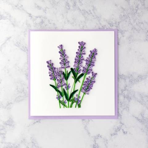 Handmade Lavender Quilling Blank Card