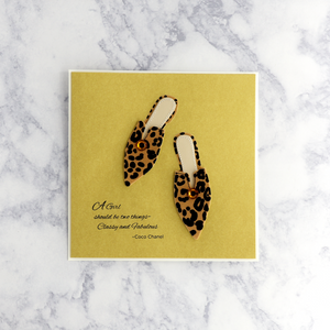 Handmade Leopard Mules (Coco Chanel) Birthday Card