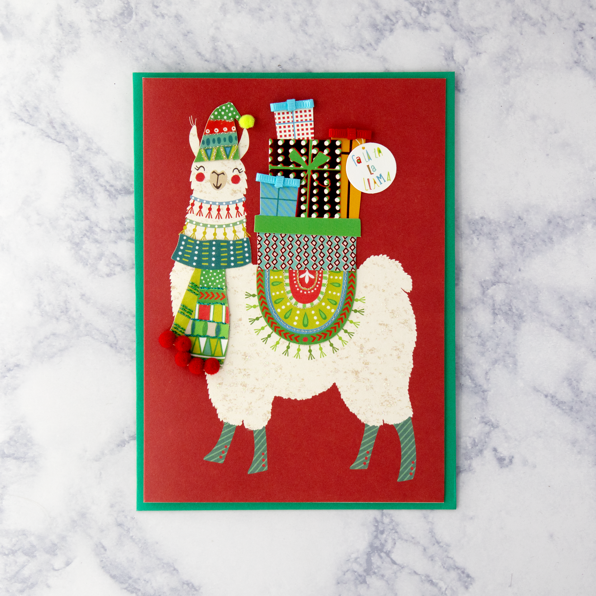 Handmade Llama In Togs Christmas Card