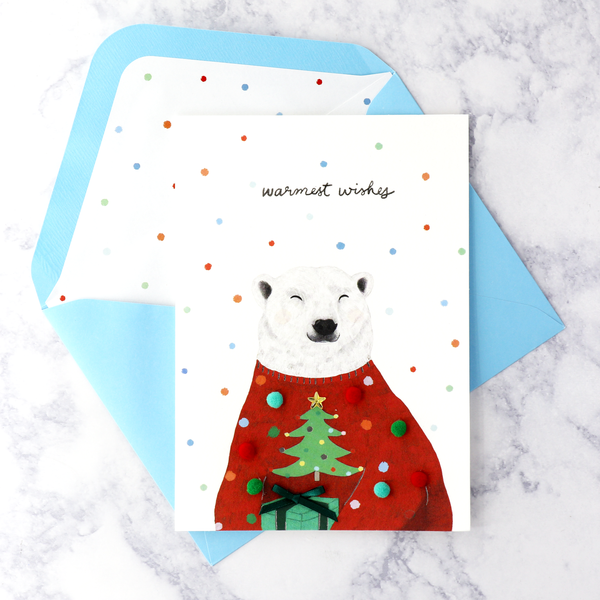 Handmade Polar Bear Sweater Holiday Boxed Notes (Set of 8)