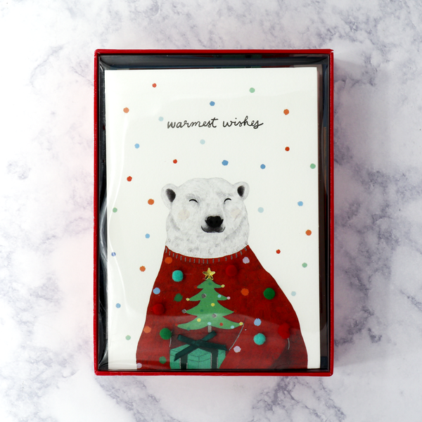 Handmade Polar Bear Sweater Holiday Boxed Notes (Set of 8)