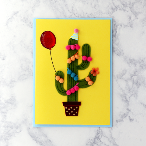 Handmade Pom Pom Cactus Birthday Card
