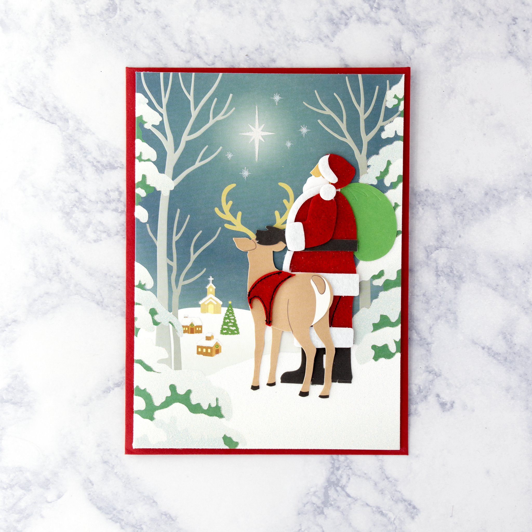 Handmade Santa Reindeer Christmas Card