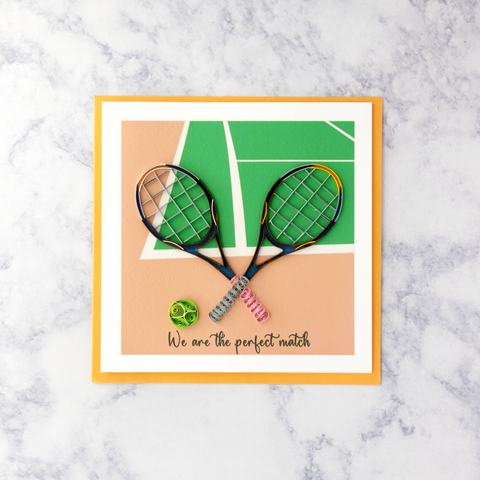 Handmade Tennis "Perfect Match" Quilling Romance Card