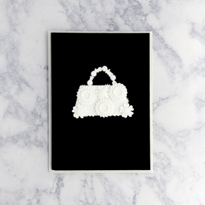 Handmade White Floral Handbag Birthday Card