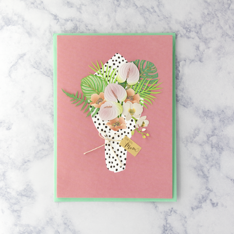 Handmade Wrapped Tropical Flowers Mother's Day Card (For Mom)