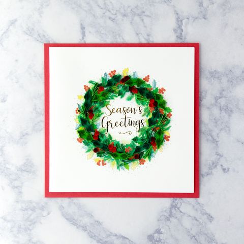 Handmade Wreath Quilling Holiday Card