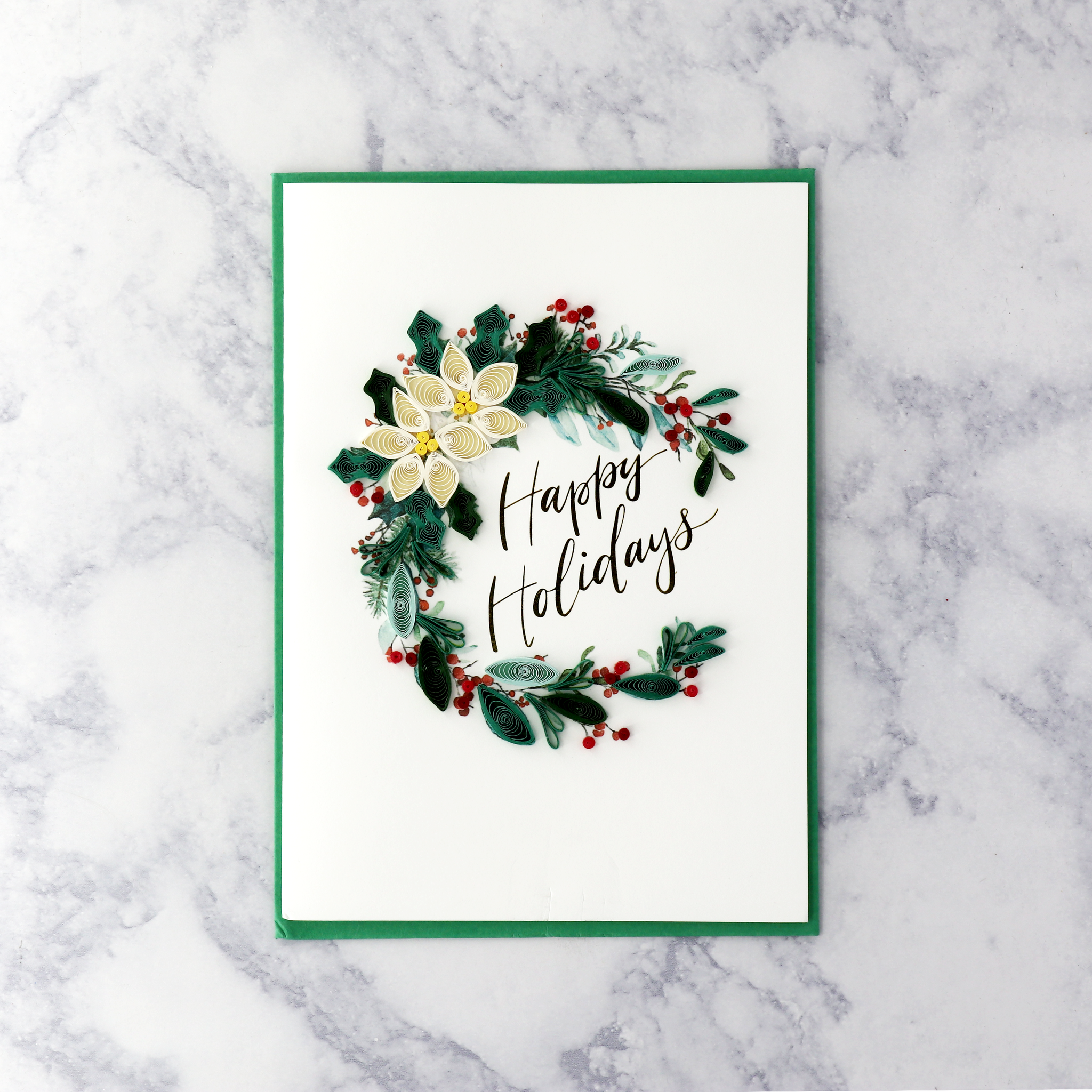 Handmade "Warmest Wishes" Quilling Holiday Card