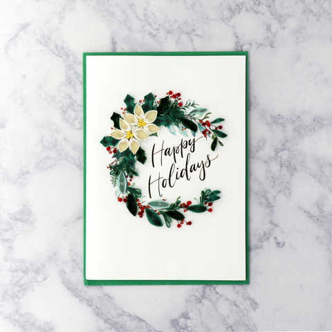 Handmade "Warmest Wishes" Quilling Holiday Card