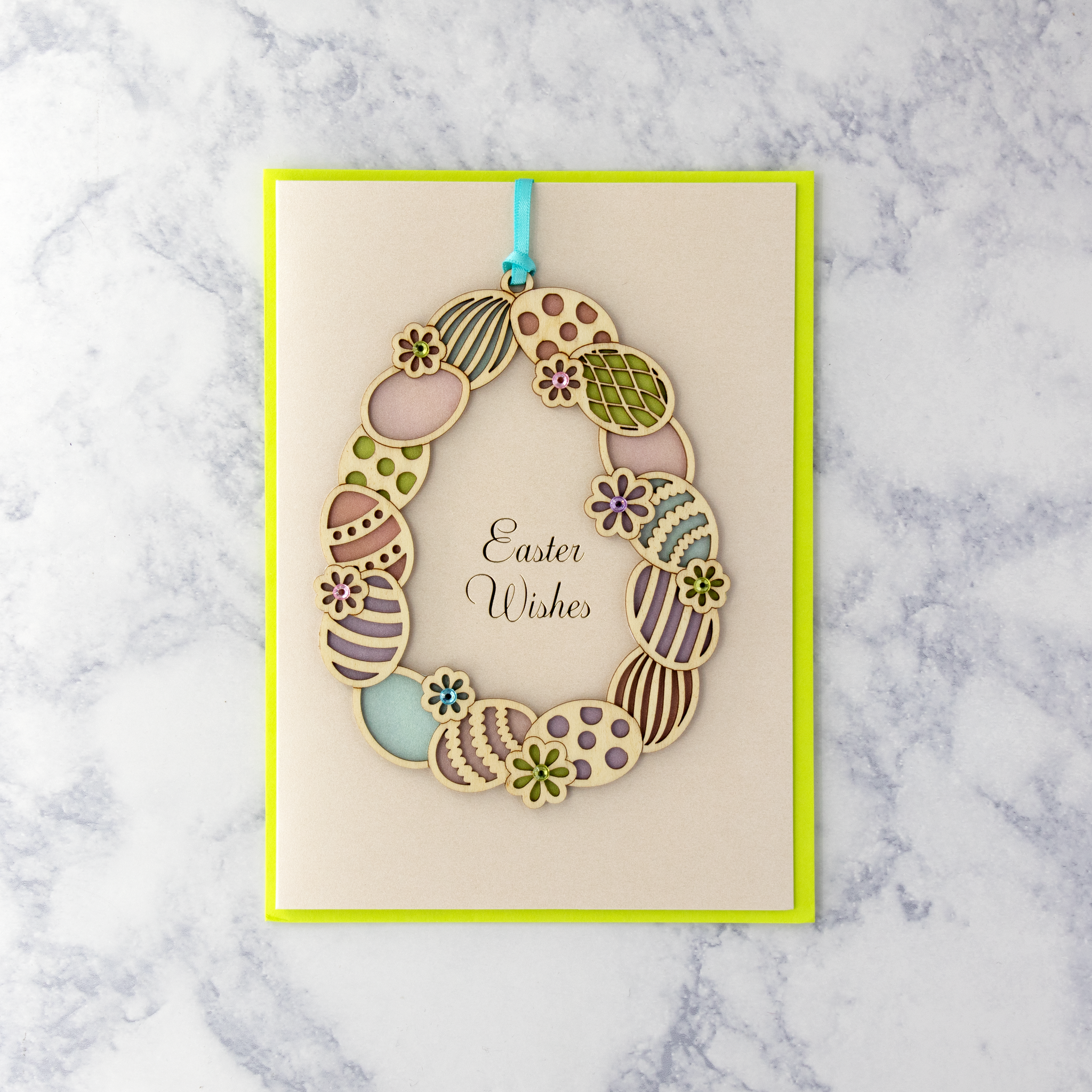 Hangable Wooden Egg Easter Card