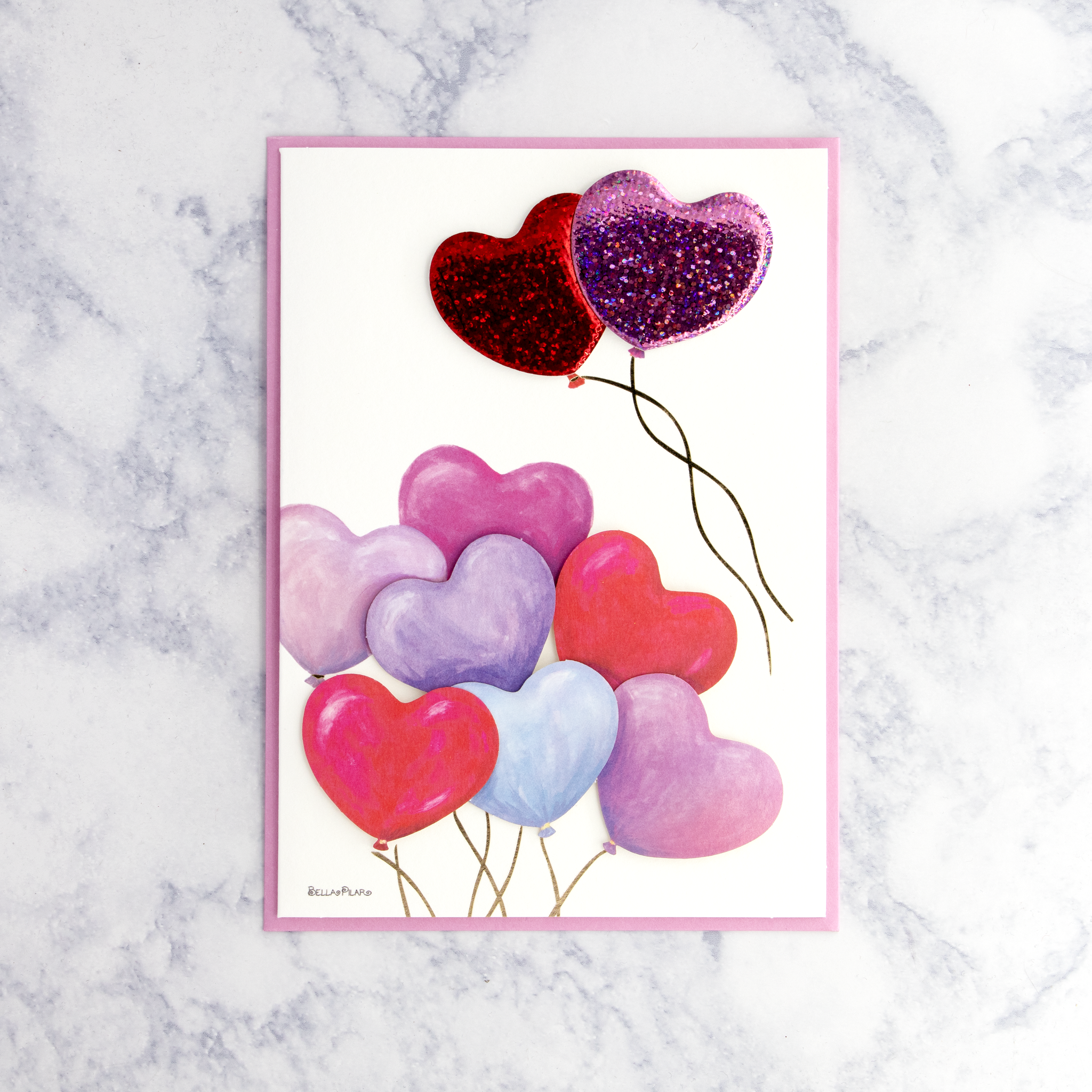 Heart Balloon Bouquet Valentine's Day Card