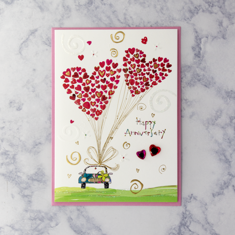 Heart Balloons Anniversary Card