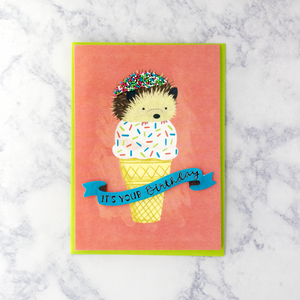 Hedgehog Ice Cream Birthday Card