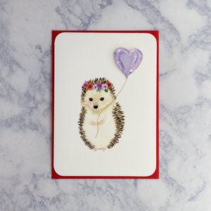 Hedgehog With Balloon Valentine's Day Card