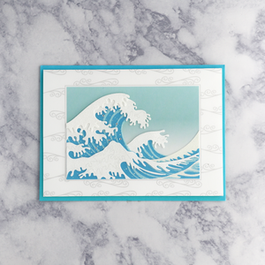 Hokusai Wave Paper Sculpture Blank Card