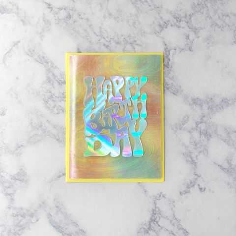 Holographic Groovy Birthday Card