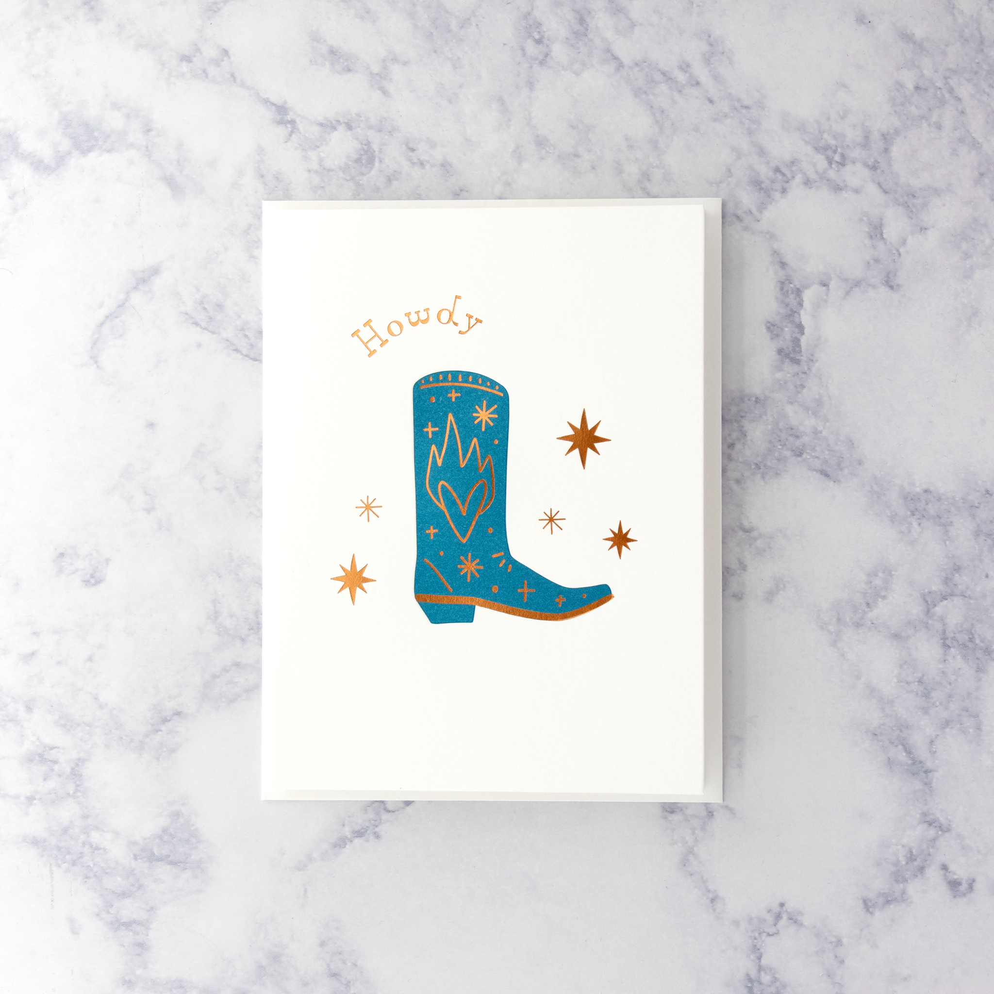 Letterpress "Howdy" Boots Blank Card