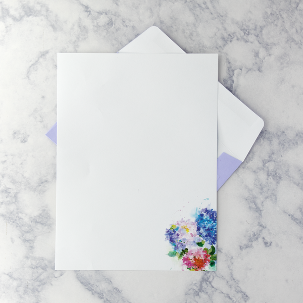 Hydrangea Writing Sheets Stationery Set (Set of 24)