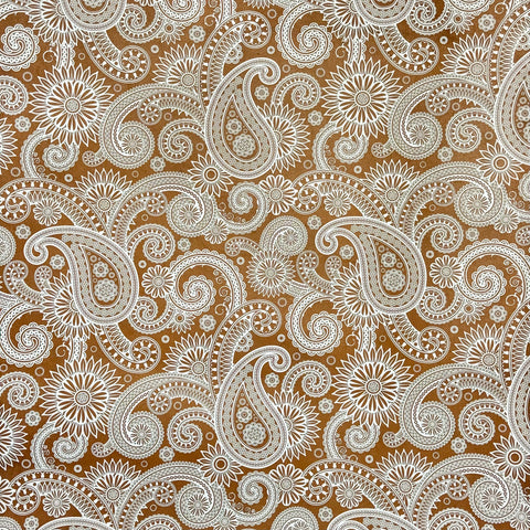 Handmade Brown Paisley On White Flat Wrap