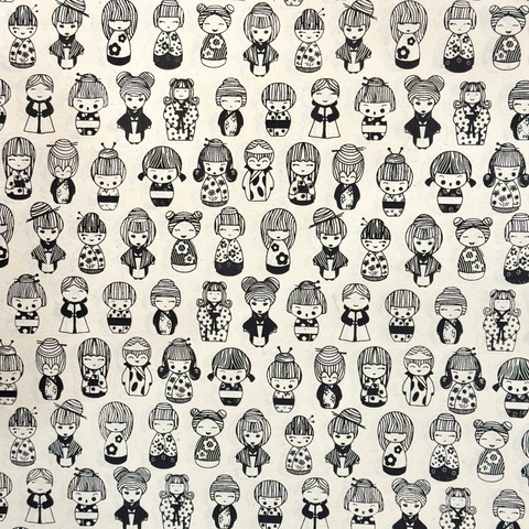 Handmade Japanese Dolls Flat Wrap