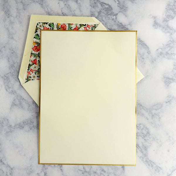 Traditional Green Floral Florentine Sheets on Ecruwhite Boxed Notes (Set of 10)