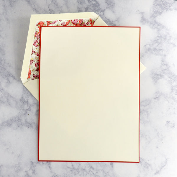 Traditional Red Floral Florentine Sheets on Ecruwhite Boxed Notes (Set of 10)