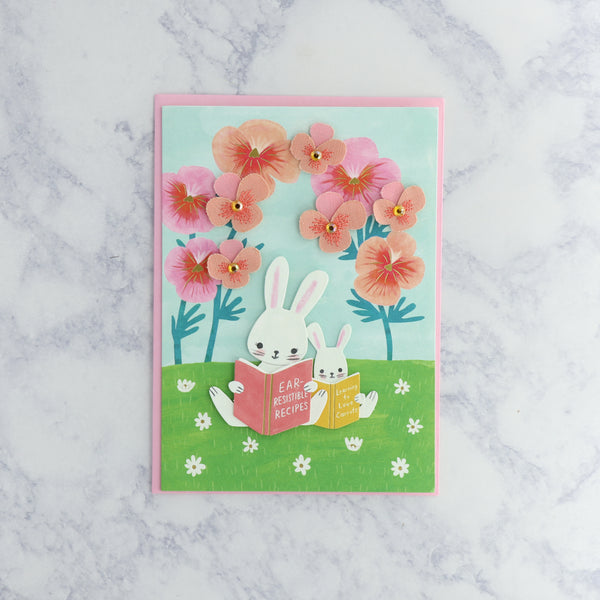 Bunnies Reading Mother's Day Card (For Mom)