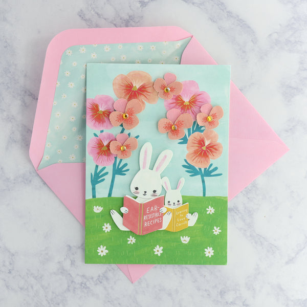 Bunnies Reading Mother's Day Card (For Mom)
