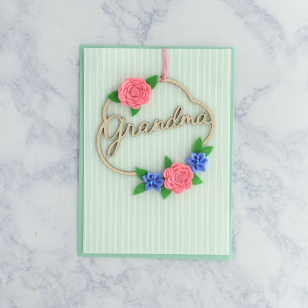 Hangable Wreath Bouquet Mother's Day Card (For Grandma)