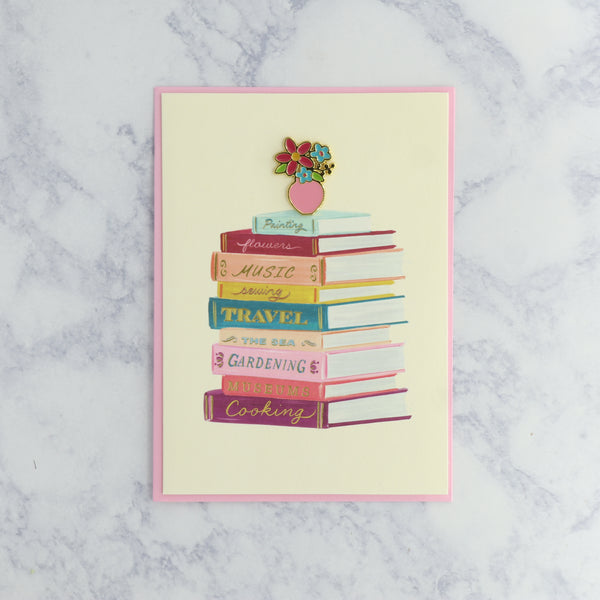 Illustrated Book Stack Mother's Day Card
