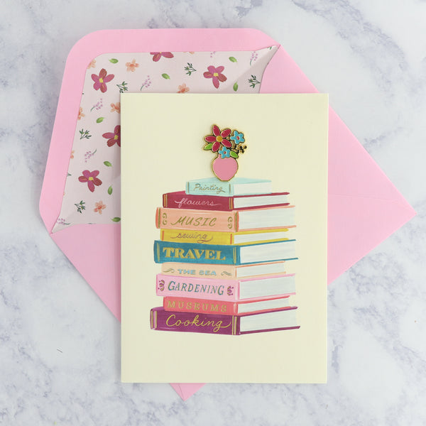 Illustrated Book Stack Mother's Day Card