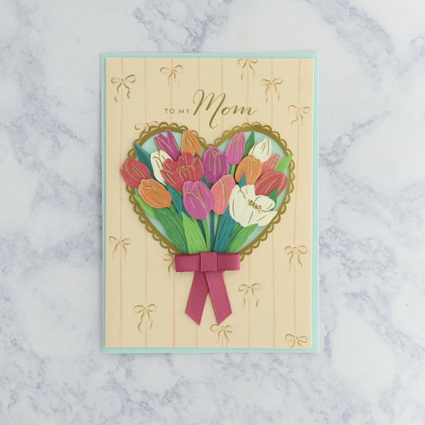 Laser-Cut Tulip Bouquet Mother's Day Card (For Mom)