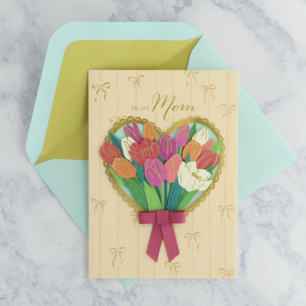 Laser-Cut Tulip Bouquet Mother's Day Card (For Mom)