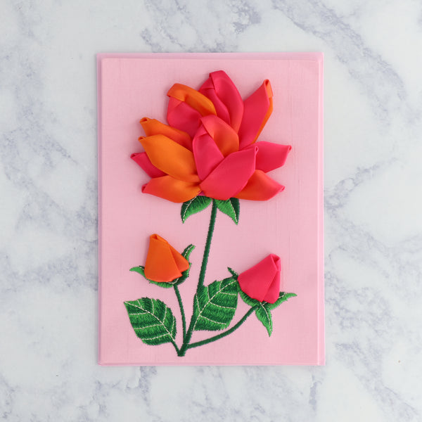 Handmade Gradient Ribbon Rose Mother's Day Card