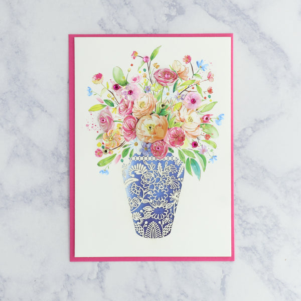 Laser-Cut Flower Vase Mother's Day Card